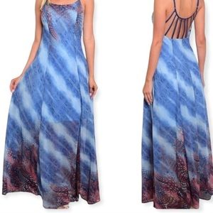 NWT Exceptional Quality Flowing Strappy Back Gorgeous Maxi Dress